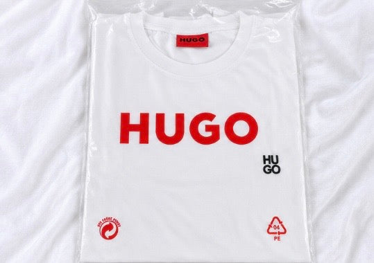 👕 T-shirt HUGO Blanc – Logo Brodé Noir
