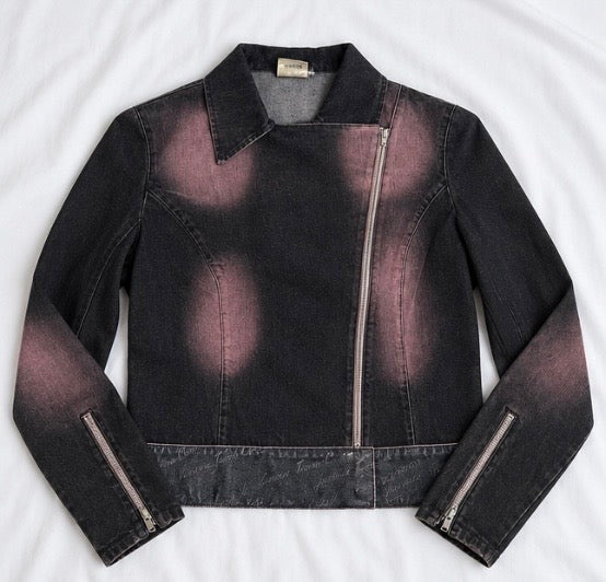 Veste Versace en jean noire délavée effet rose💫