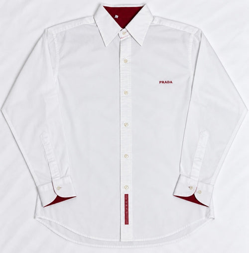 Chemise Prada blanche logo rouge💫