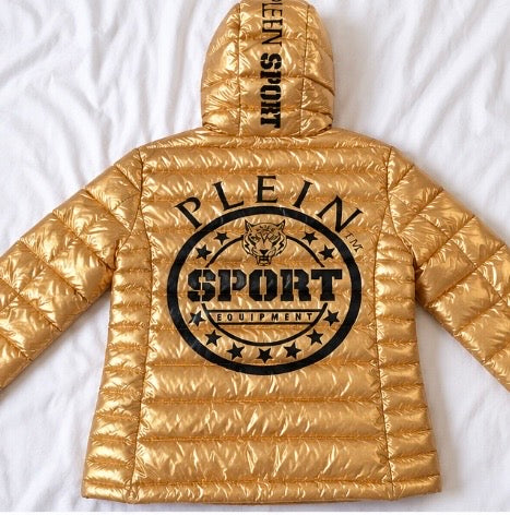 Doudoune Plein Sport Agatha – Dorée Métallisée 🐯✨